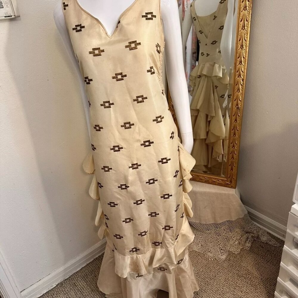 1920s/30s Gold Gilt Embroidery Flapper Dress
